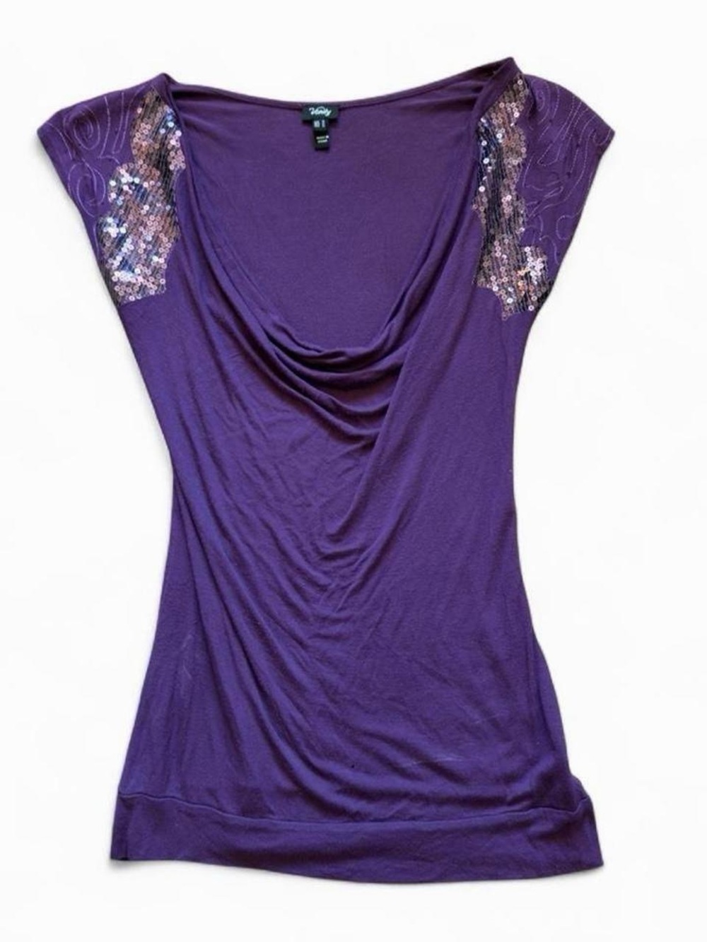 vintage y2k vanity purple sequin cowl neck top